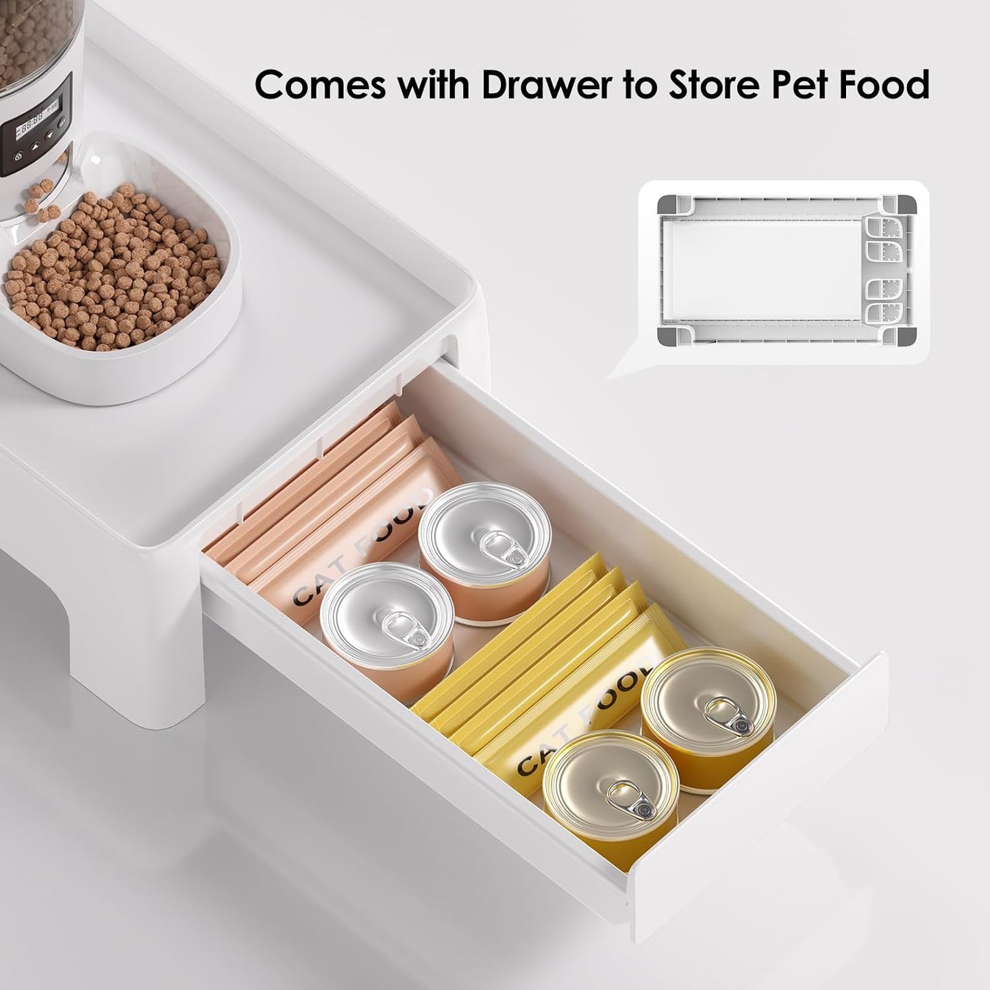 Automatic Cat Feeder and Raised Pet Feeder Stand