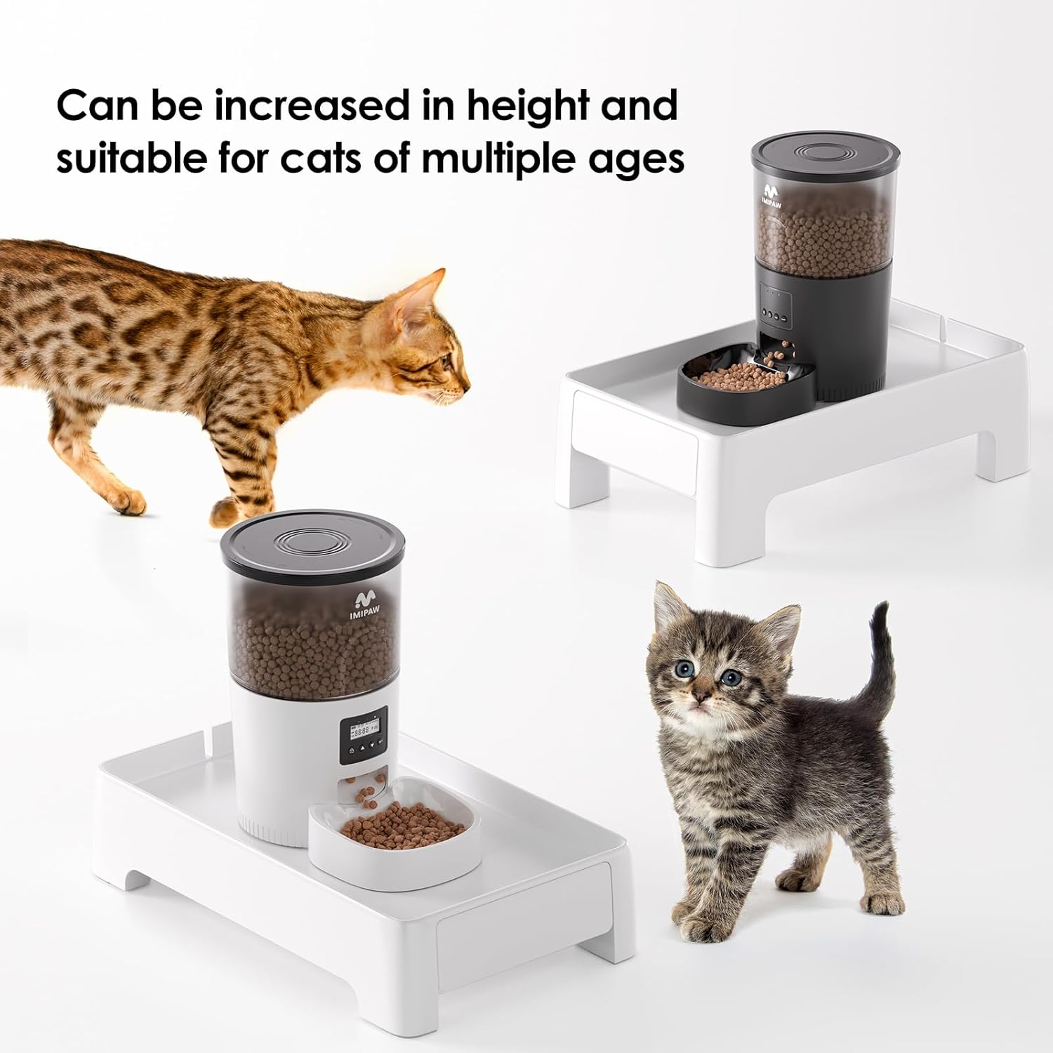 Automatic Cat Feeder and Raised Pet Feeder Stand