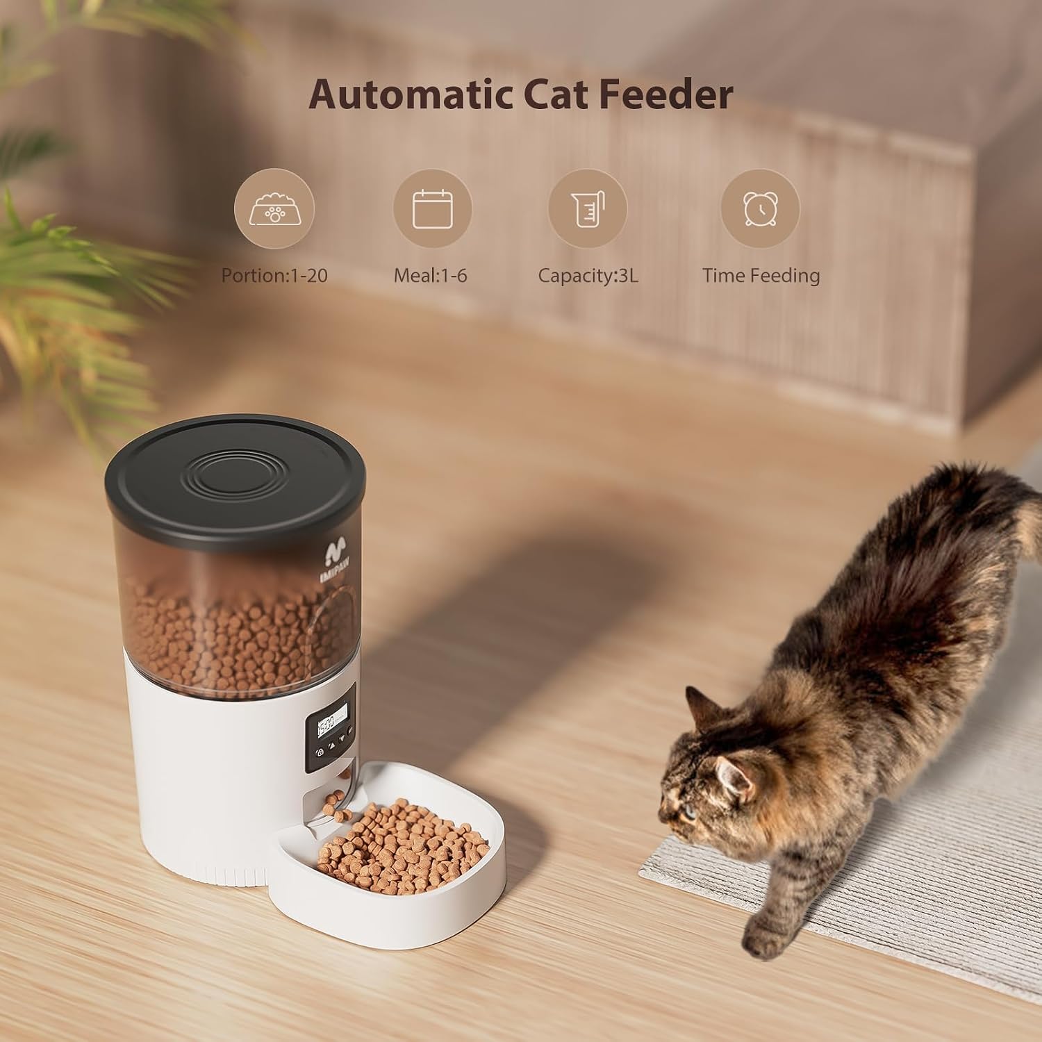 Automatic Cat Feeder and Raised Pet Feeder Stand